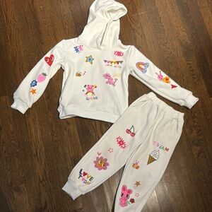Lola + The Boys White Kids Matching Set with Colorful Prints
